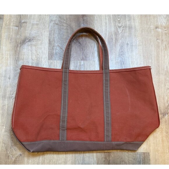 RARE L.L. Bean Boat & Tote Medium Canvas Bag Orange Brown Red Rust XL USA - Picture 1 of 10
